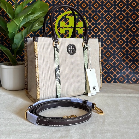 NWT Tory Burch blake canvas embossed small tote 163053 - Picture 2 of 14